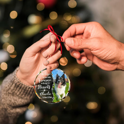 Personalized Memorial Pet Glass Ornament - Custom Picture Christmas Ornaments, Dog Forever in Our
