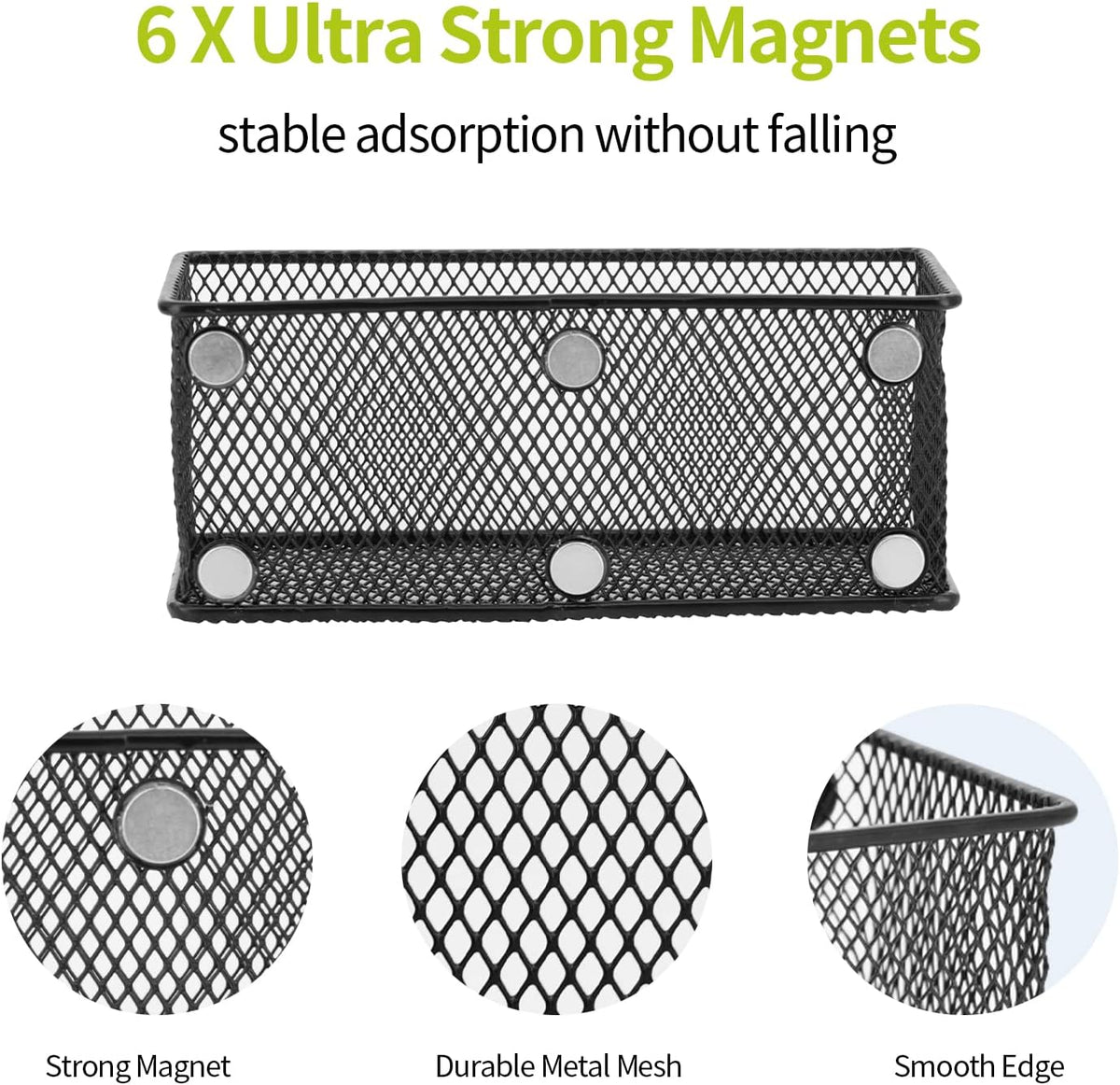 Neudeco Locker Shelf Organizer, Magnetic Pencil Holder, Metal Storage Basket for Whiteboard