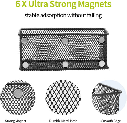Neudeco Locker Shelf Organizer, Magnetic Pencil Holder, Metal Storage Basket for Whiteboard