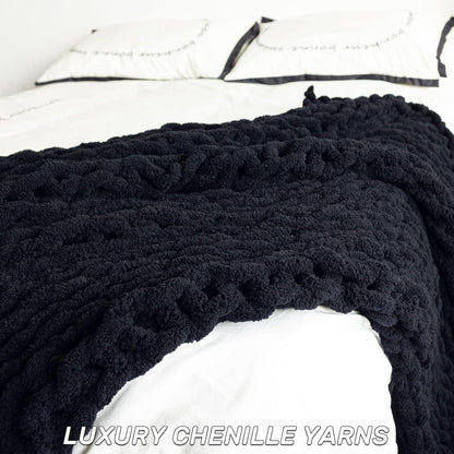 Chunky Knit Blanket - Luxury Soft Cozy Extra Large Size (80 * 90) Throw Blanket,100% Woven Blanket