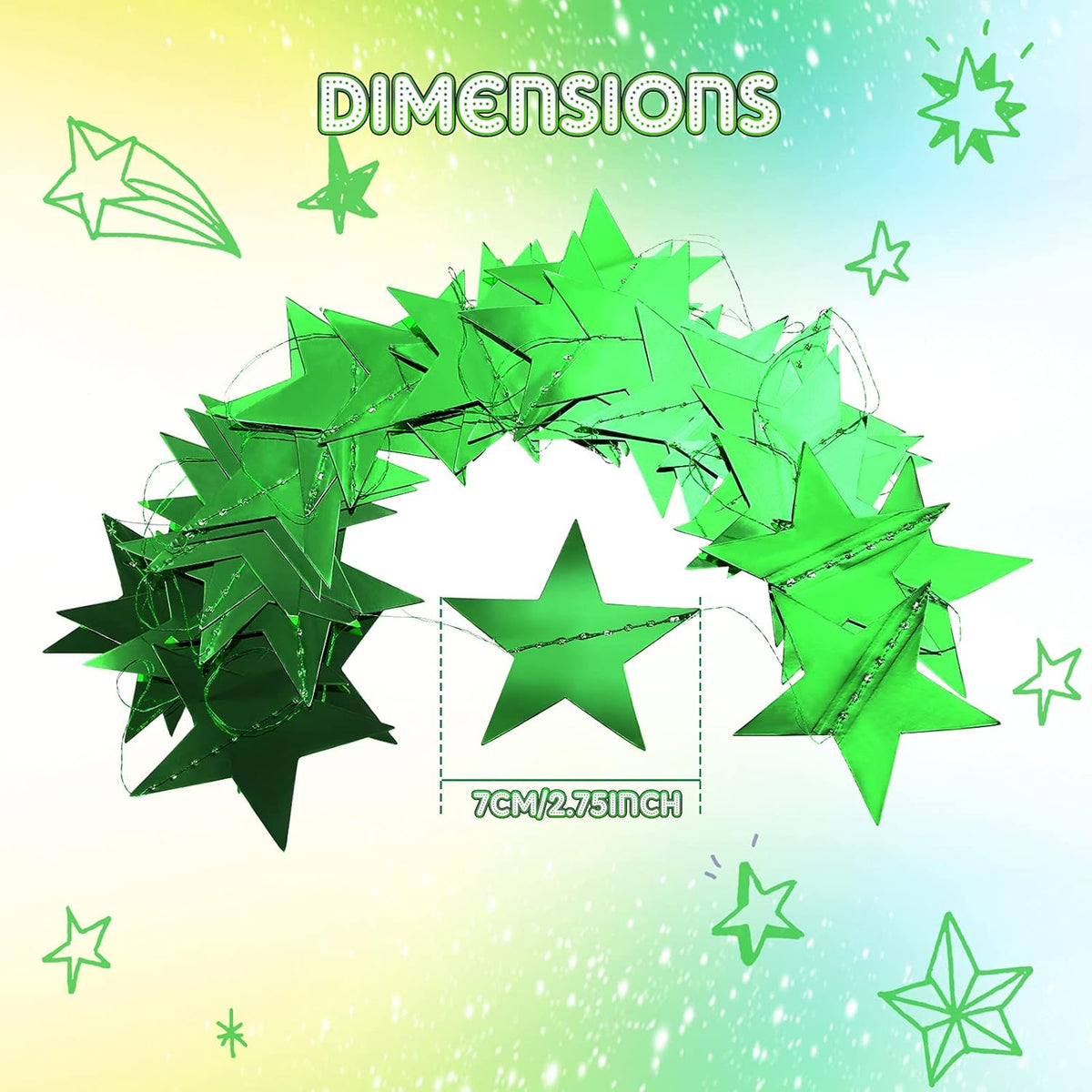 Patelai Glitter Star Garland Banner Decor 130 Feet Star Hanging Bunting Banner Twinkle Backdrop for