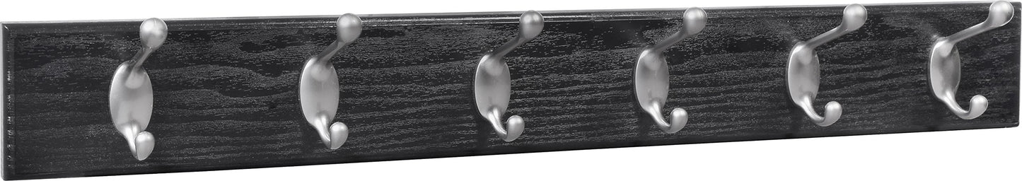 HIGH & MIGHTY 515757 Coat Rack 6 Hook Rail, Easy Tool-Free Dry Wall Installation, Holds up to