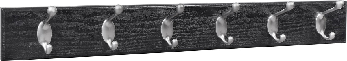 HIGH & MIGHTY 515757 Coat Rack 6 Hook Rail, Easy Tool-Free Dry Wall Installation, Holds up to