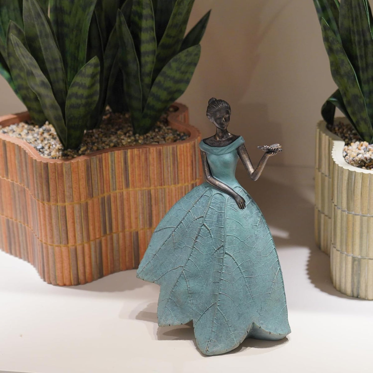 Guichifun Fairy Statue Collection Home Decoration - Leaf Angel Girls with Dragonfly Resin Home