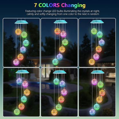 Toodour Solar Wind Chime, Color Changing Moroccan Ball Wind Chimes, LED Decorative Mobile, Gifts