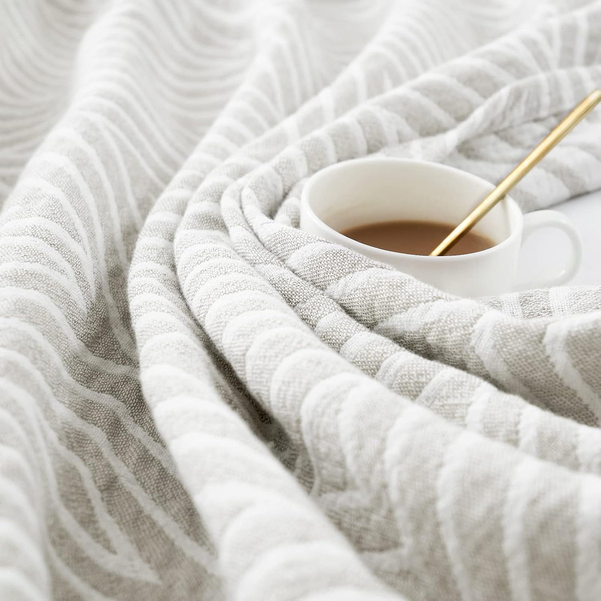 jinchan Boho 100% Cotton Blanket Muslin Twin Size 60x80 Inches Lightweight 3-Layer Geometric
