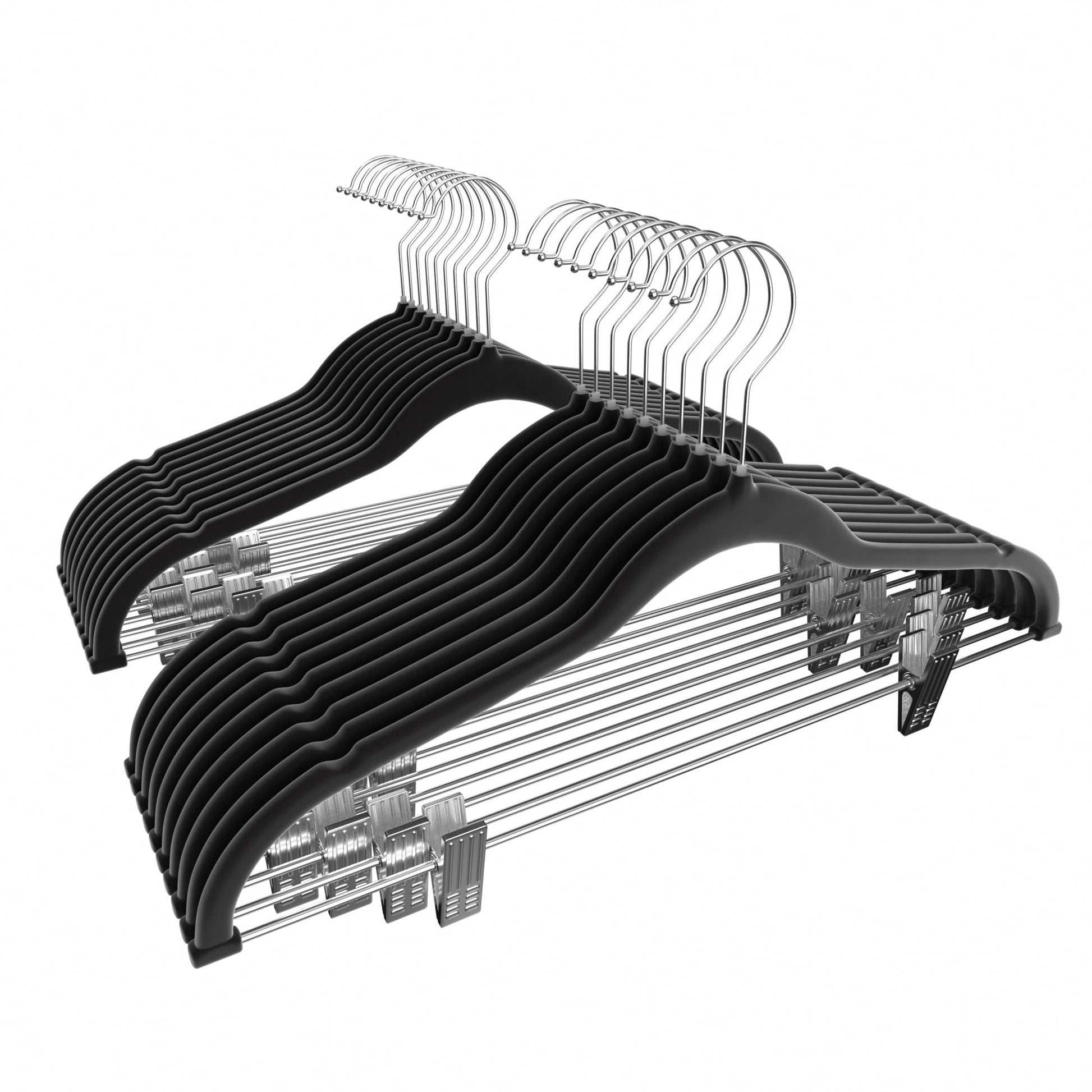 VECELO 20 Pack Velvet Clothes Hangers with Adjustable Clips,Heavy-Duty Non Slip & Space-Saving with