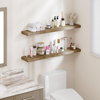 BAMEOS Floating Shelves,40 in W x 8in D Wall Mounted Wooden Shelves with Invisible Brackets Set of