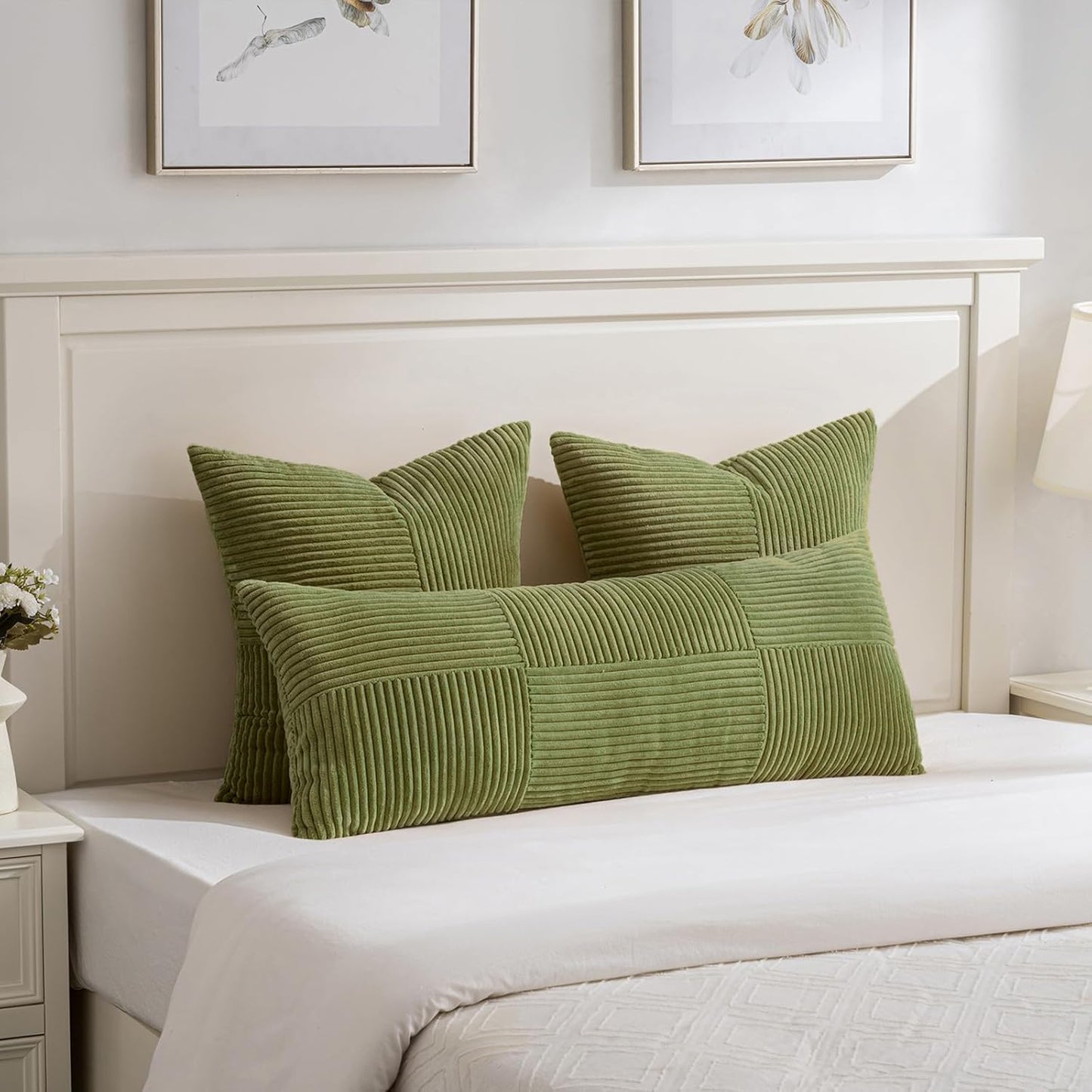 Fancy Homi 2 Packs Moss Green Decorative Throw Pillow Covers 20x20 Inch for Living Room Couch Bed