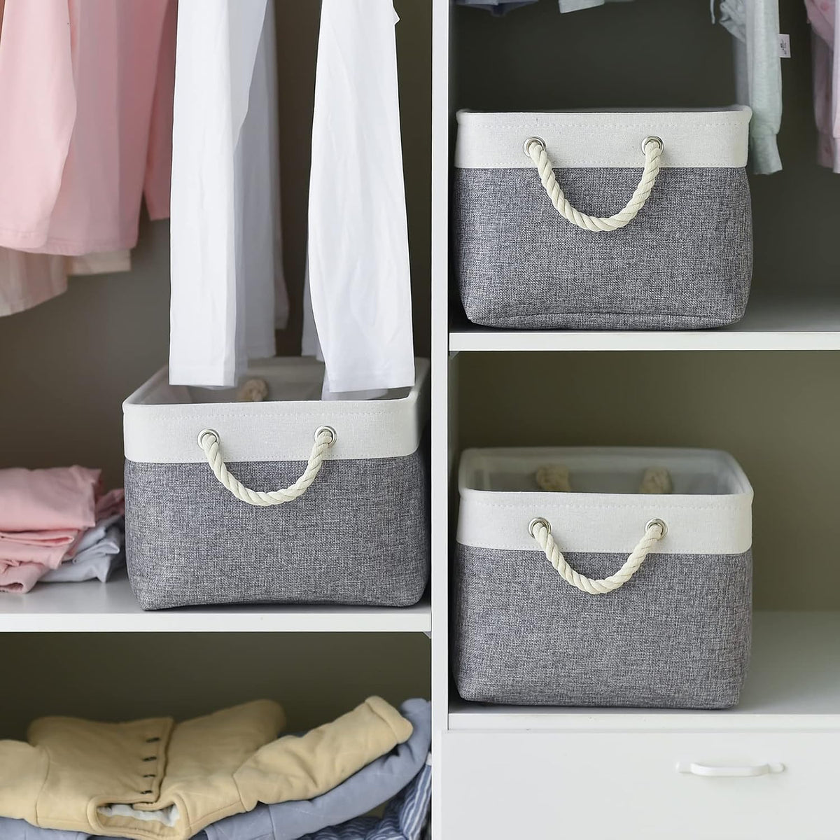 TheWarmHome Organization and Storage Basket for Organizing- 16x12x8 inch 1 Pack Fabric Storage