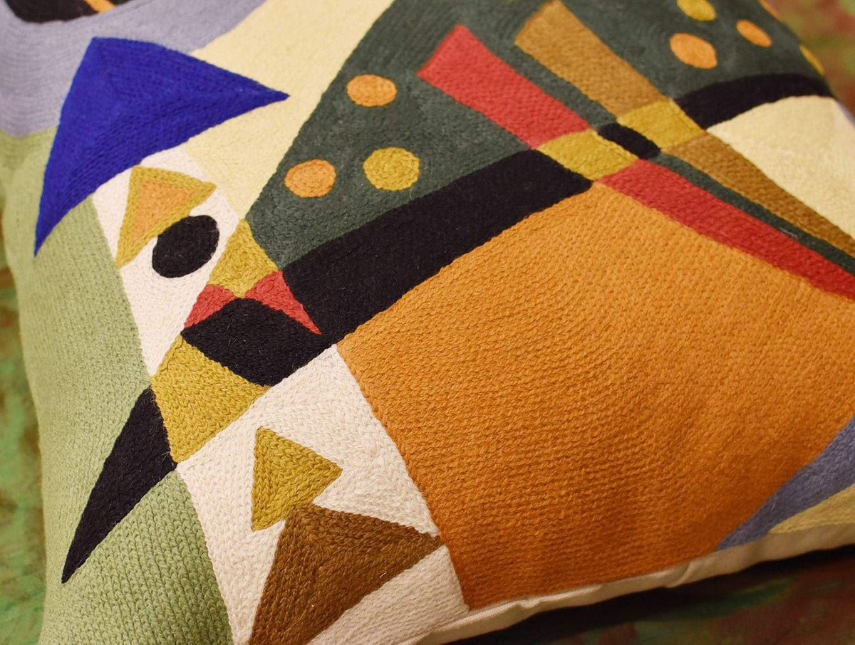 Kandinsky Modern Pillow Cover | Green Abstract Pillows | Modern Outdoor Pillows | Mid Century Chair
