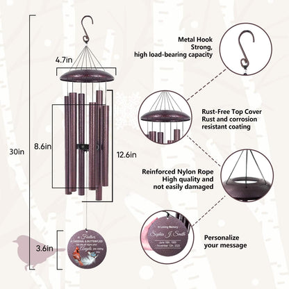 ASTARIN Custom Cardinal Wind Chimes for Loss of Lover Mom Dad, Butterfly Wind Chime Memorial
