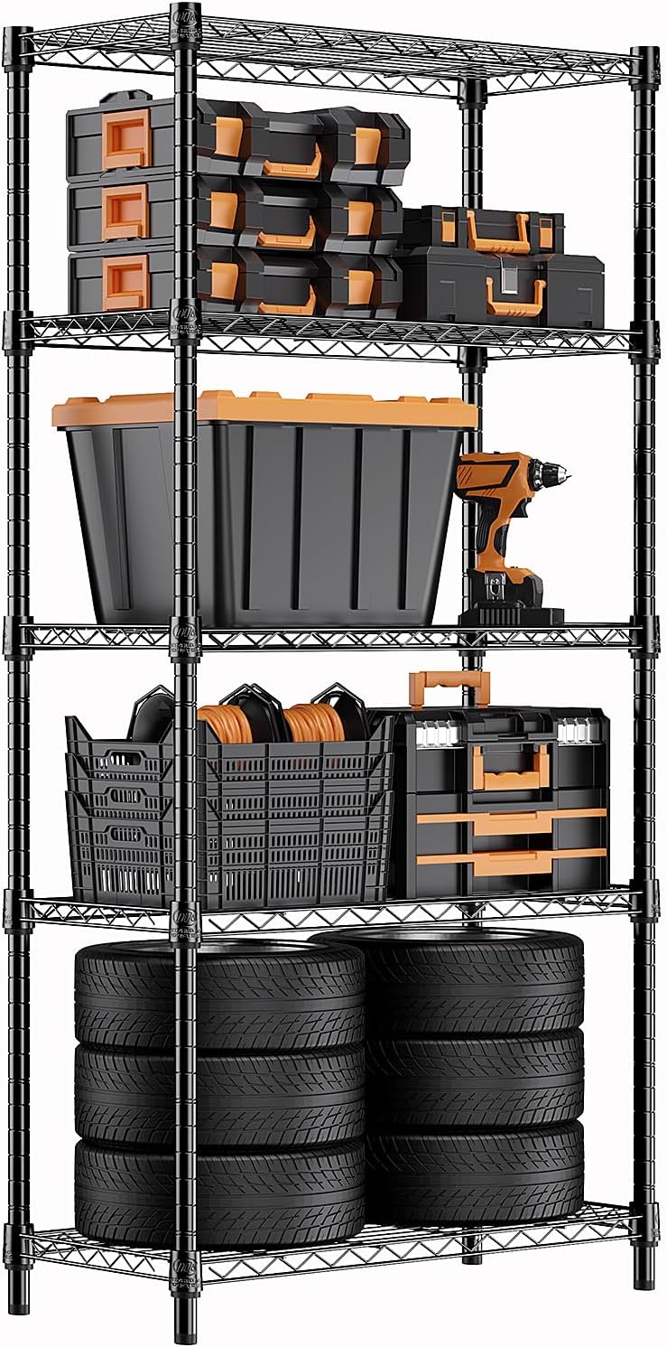 1250 lbs Storage Shelving Utility Shelving Unit 5-Tier Utility Shelving Unit Steel Organizer Wire