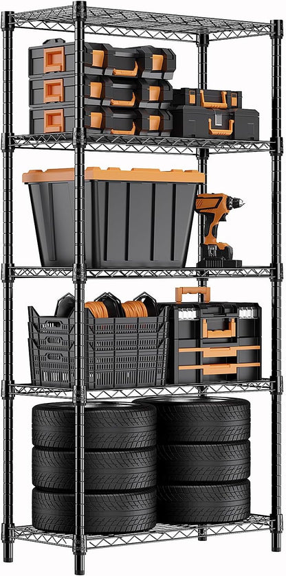 1250 lbs Storage Shelving Utility Shelving Unit 5-Tier Utility Shelving Unit Steel Organizer Wire