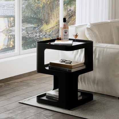 Side Table,Modern end Table,Unique nightstand,Bedside Table,Black Metal Night Stand with