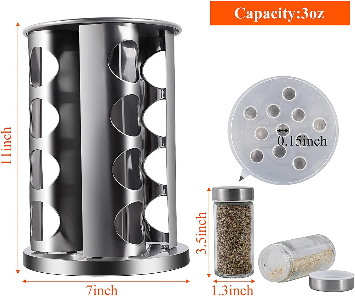 DOUBLE 2 C Revolving Countertop Spice Rack Stainless Steel Seasoning Storage Organization,Spice