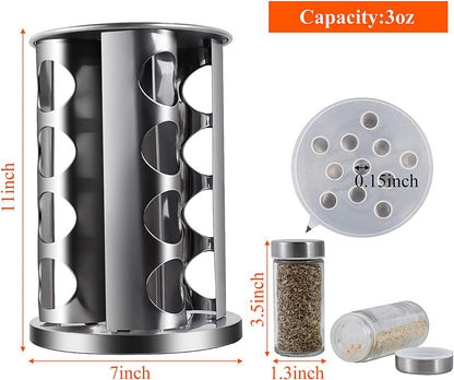 DOUBLE 2 C Revolving Countertop Spice Rack Stainless Steel Seasoning Storage Organization,Spice