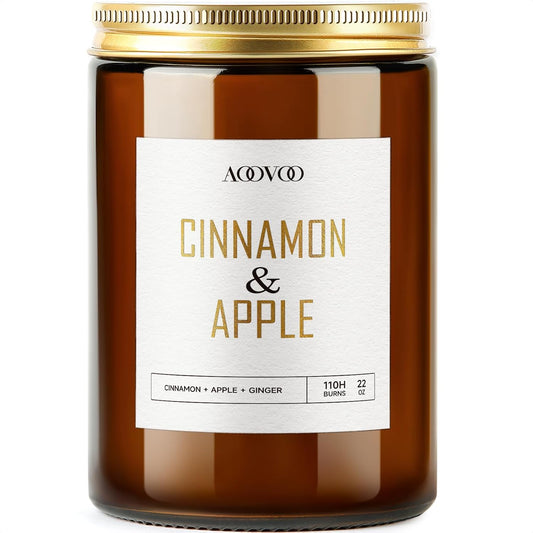 AOOVOO Apple Cinnamon Candles - 22 oz Scented Candles, Aromatherapy Candle, Soy Candle for Home