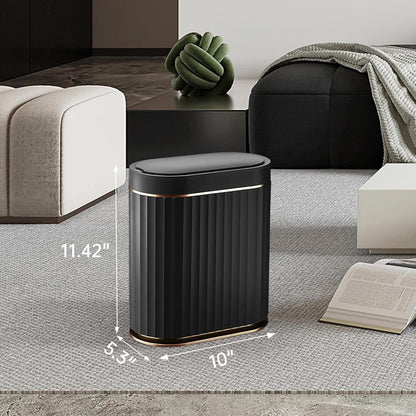 ELPHECO Black Bathroom Trash Can with Lid 2 Gallon Sensor Trash Bin, Automatic Narrow Garbage Can