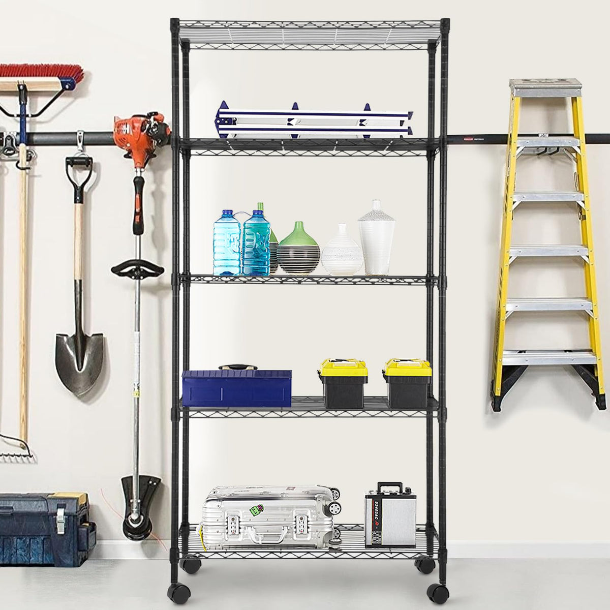 BestOffice 14"x30"x60" Commercial Storage Shelves Heavy Duty Shelving 5 Tier Layer Wire Shelving