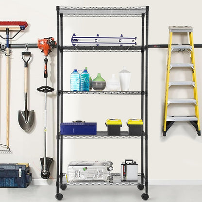 BestOffice 14"x30"x60" Commercial Storage Shelves Heavy Duty Shelving 5 Tier Layer Wire Shelving