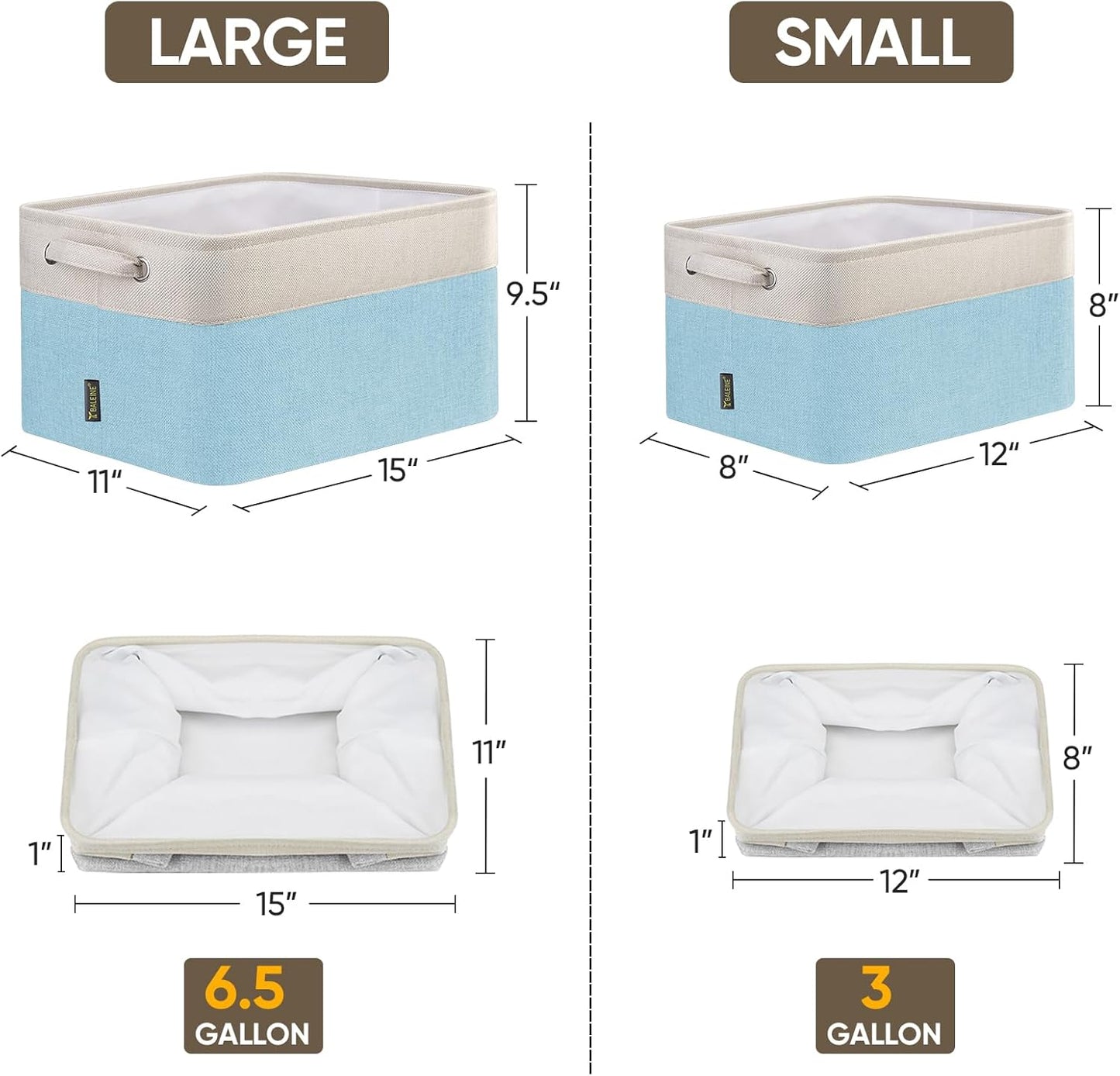 BALEINE 1 Pack Fabric Storage Bins for Shelves, Linen Storage Baskets for Organizing, Decorative