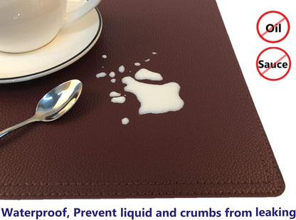 Faux Leather Red Placemats, PU Table Mats, Set of 4, Waterproof, Stain Resistant, Heat Resistant