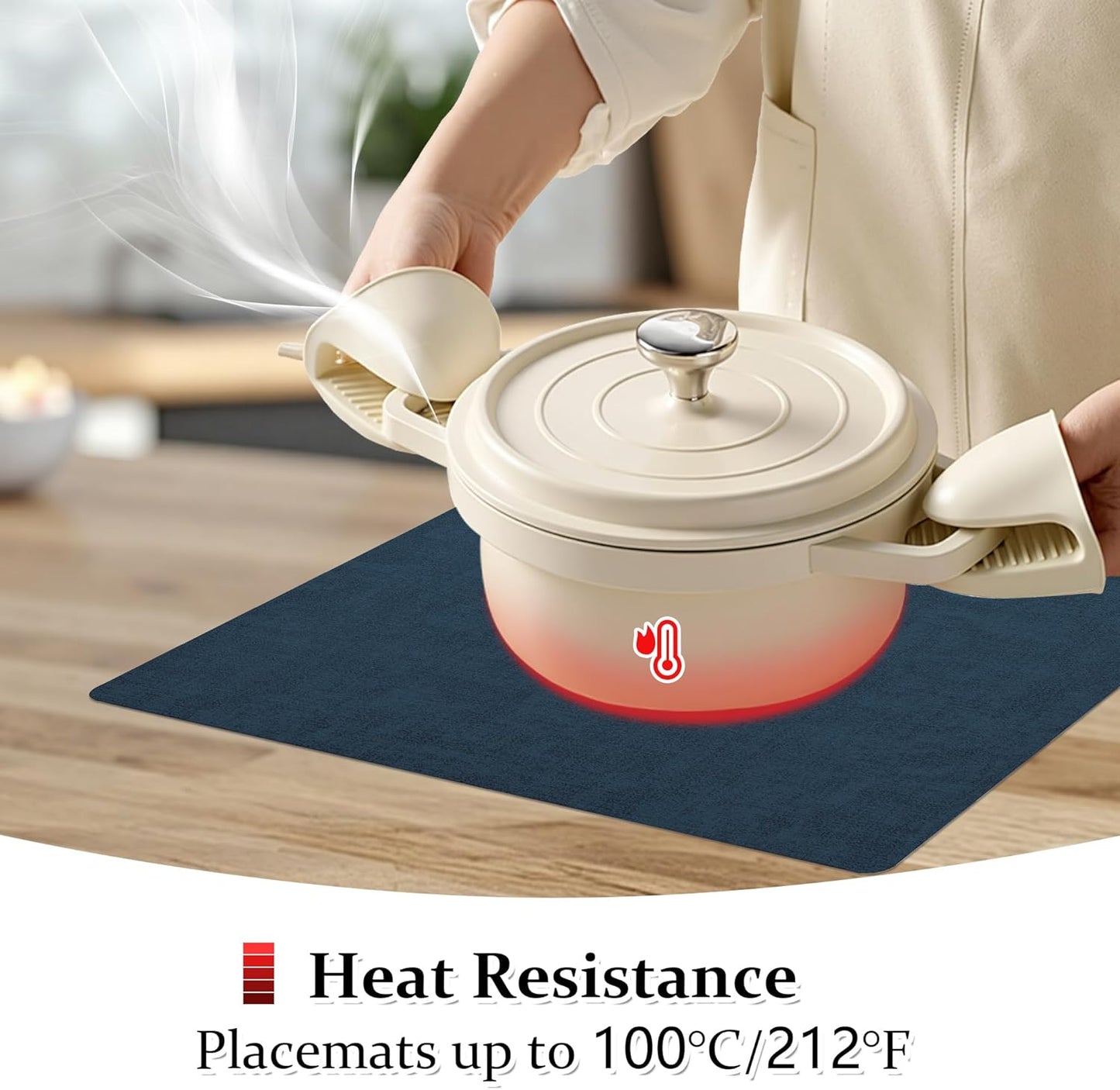 FROMHEART Faux Leather Placemats Set of 8–Waterproof,Heat/Oil Stain-Resistant PU Table