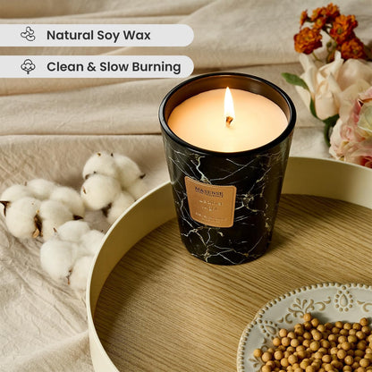 M&SENSE LeatherNight Scented Candles for Home, Lead-Free Wick Highly Scented Jar Candles, 14.1 Oz