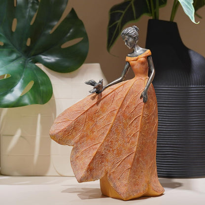 Guichifun Fairy Statue Collection Home Decoration - Orange Leaf Angel Girls Resin Home Decor for