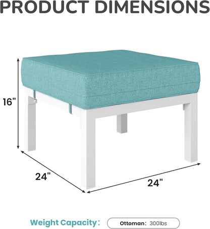 Solaste Outdoor Footstools Patio Ottoman Set of 2, Aluminum All-Weather Outdoor Footrest Seat with