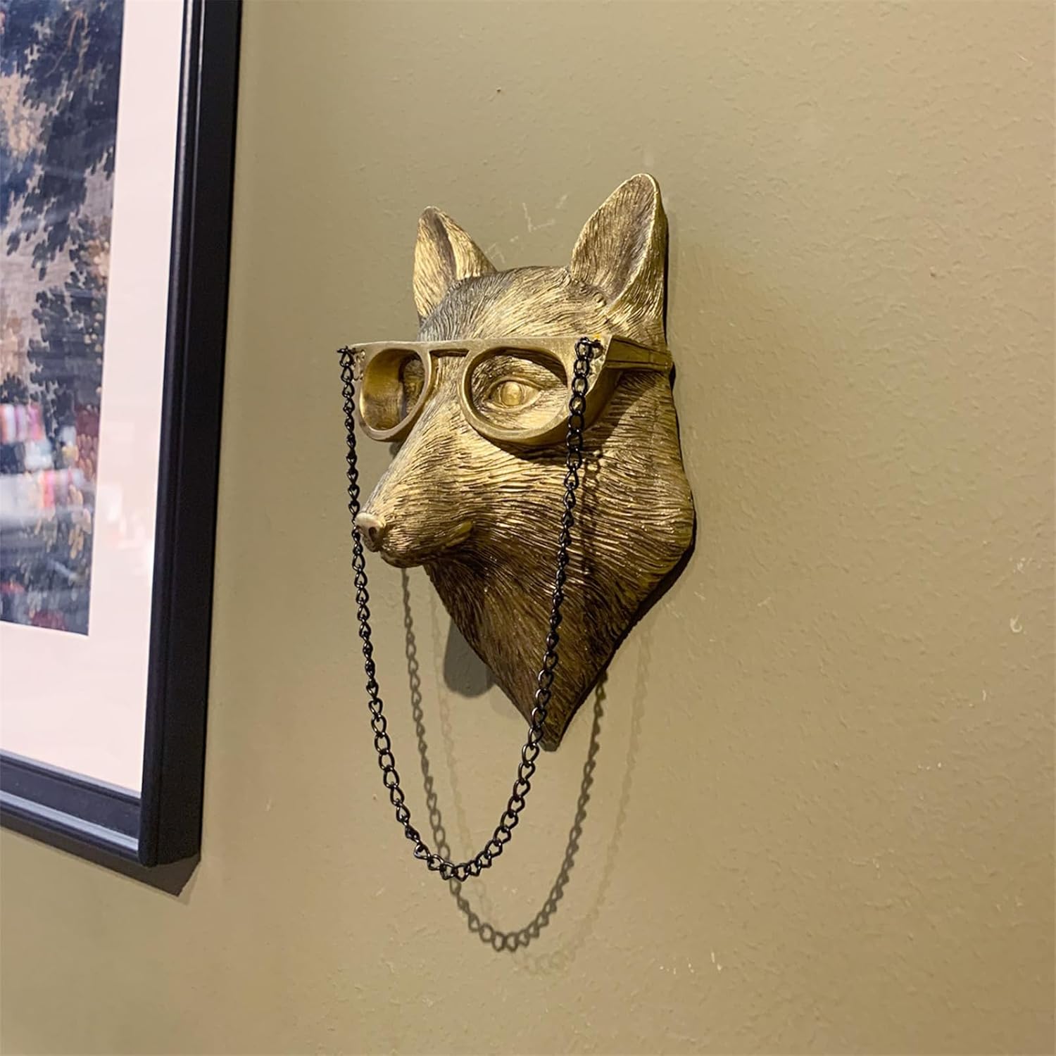 GUASDIE Animal Heads Wall Decor, Faux Deer Head Mount, Animal Sculptures Wall Decor, Resin Animal