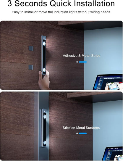 Under Cabinet Lights, Wireless Motion Sensor Light Indoor, Black 10in LED White Lighting