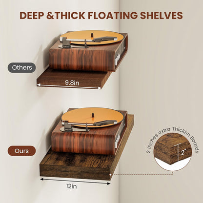 12" Deep Floating Shelves for Wall 55 Inches Long, Heavy Duty Wall Shelves for Bedroom Bathroom
