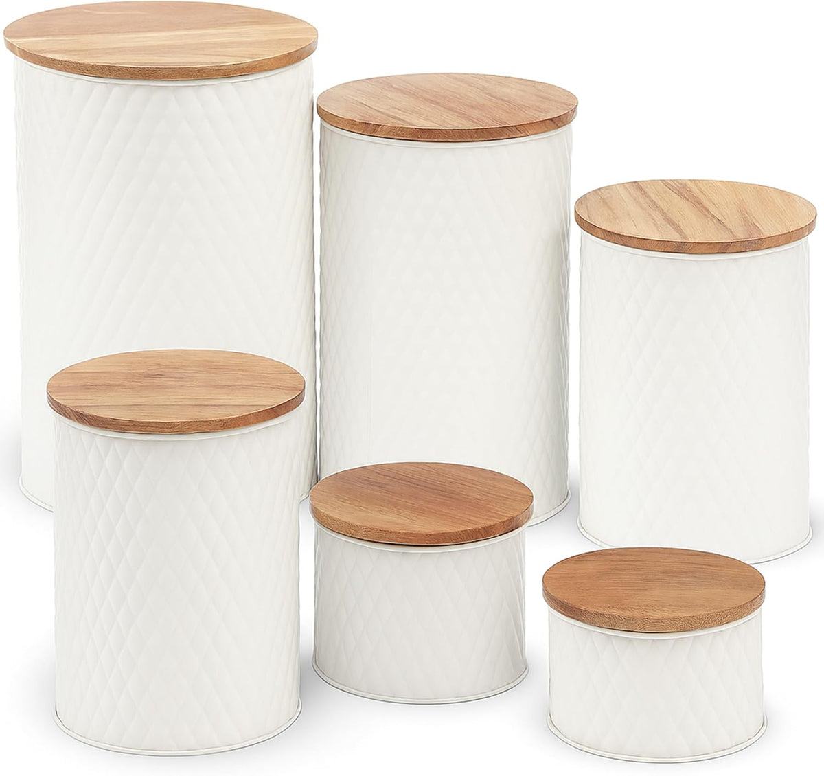 6 Canister Set for the Kitchen Countertop – Metal Food Storage Canisters with Airtight Lids for