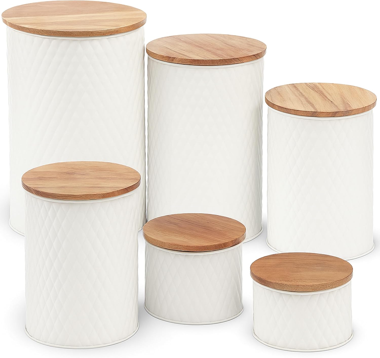 6 Canister Set for the Kitchen Countertop – Metal Food Storage Canisters with Airtight Lids for