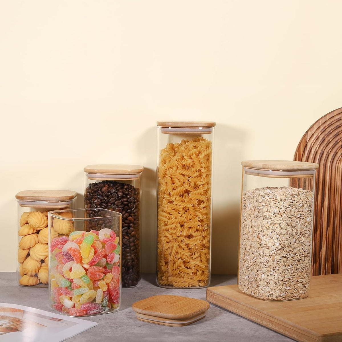 Glass Food Storage Jars 76 oz Set of 3,Glass Storage Containers Clear Glass Food Canister with