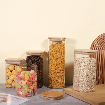 Glass Food Storage Jars 76 oz Set of 3,Glass Storage Containers Clear Glass Food Canister with