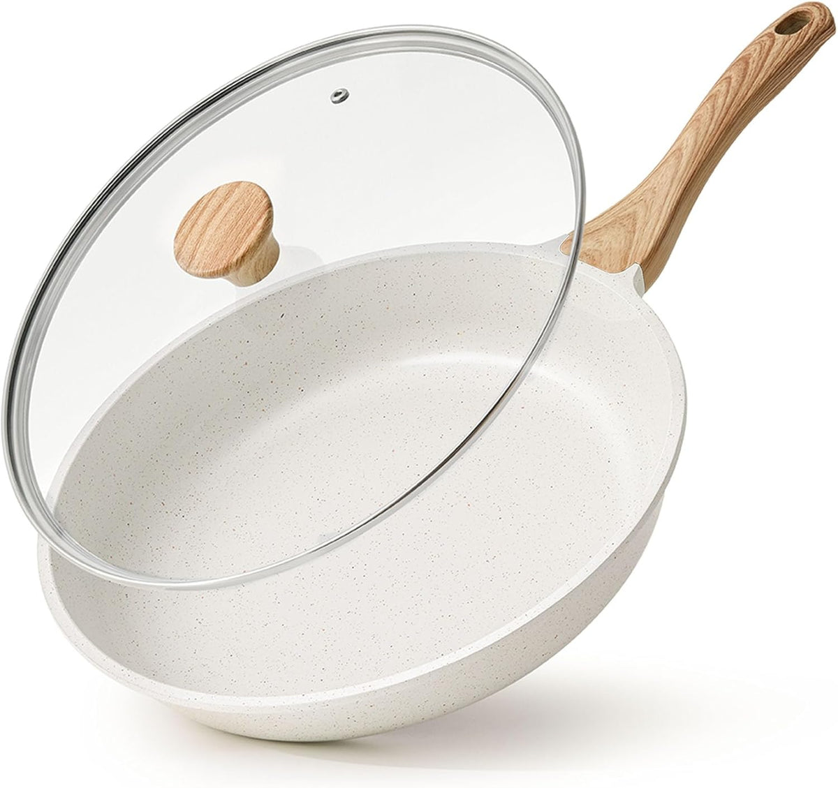 SENSARTE Nonstick Ceramic Frying Pan Skillet with Lid, 12.5 Inch Omelet Pan, Healthy Non Toxic