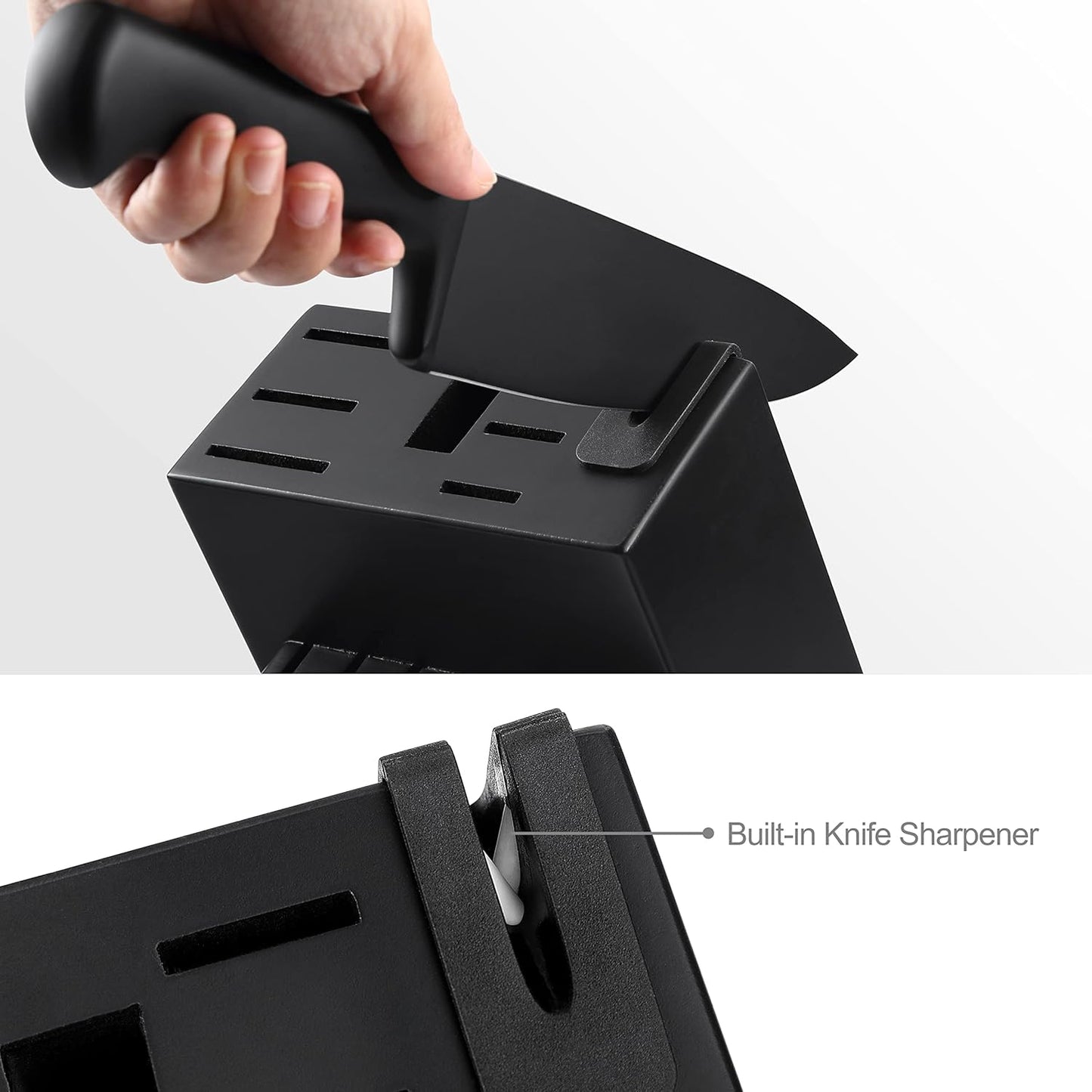 McCook® Premium Black Knife Sets,German Stainless Steel Kitchen Knives Block Set with Built-in