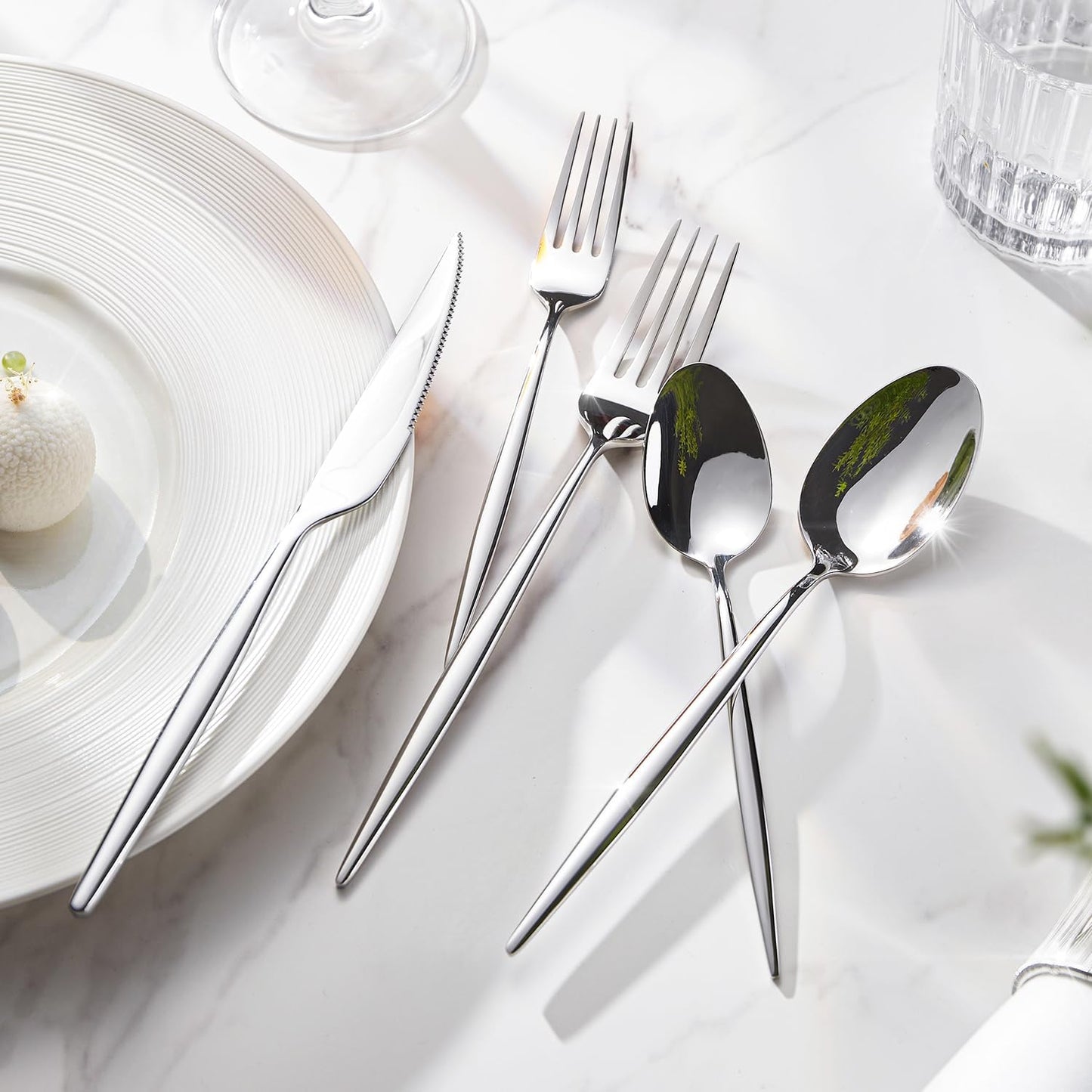 KINGSTONE Silverware Set, 30-Piece Flatware Set Cutlery Set Premium 18/10 Stainless Steel