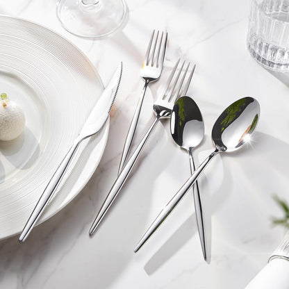 KINGSTONE Silverware Set, 30-Piece Flatware Set Cutlery Set Premium 18/10 Stainless Steel