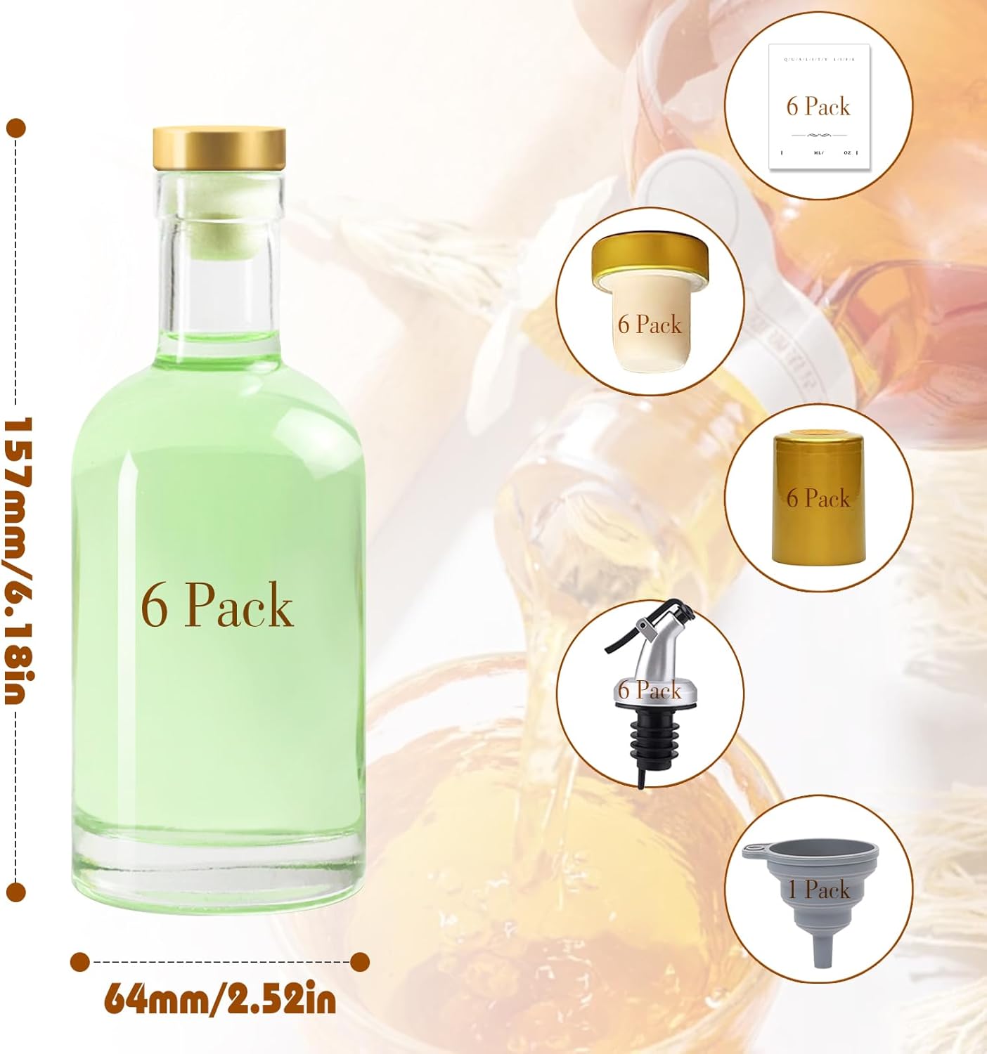 Olive Oil Dispenser Bottle for Kitchen, Clear Glass Oil and Vinegar Dispenser Set, Coffee Syrup