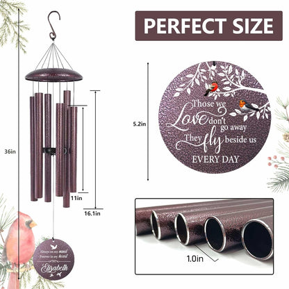 ASTARIN 36" Large Deep Tone Personalized Name Sympathy Wind Chimes, Cardinal Memorial Wind Chime