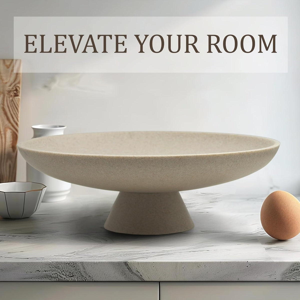Large Decorative Bowl, Modern Resin Pedestal Bowl for Home Decor, Stylish Fruit Bowl for Kitchen