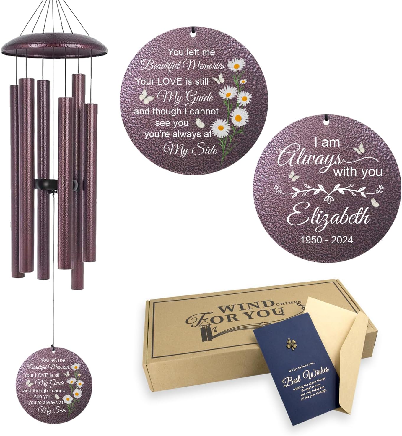 ASTARIN 36" Large Deep Tone Personalized Sympathy Wind Chimes, Memorial Wind Chime for Loss of