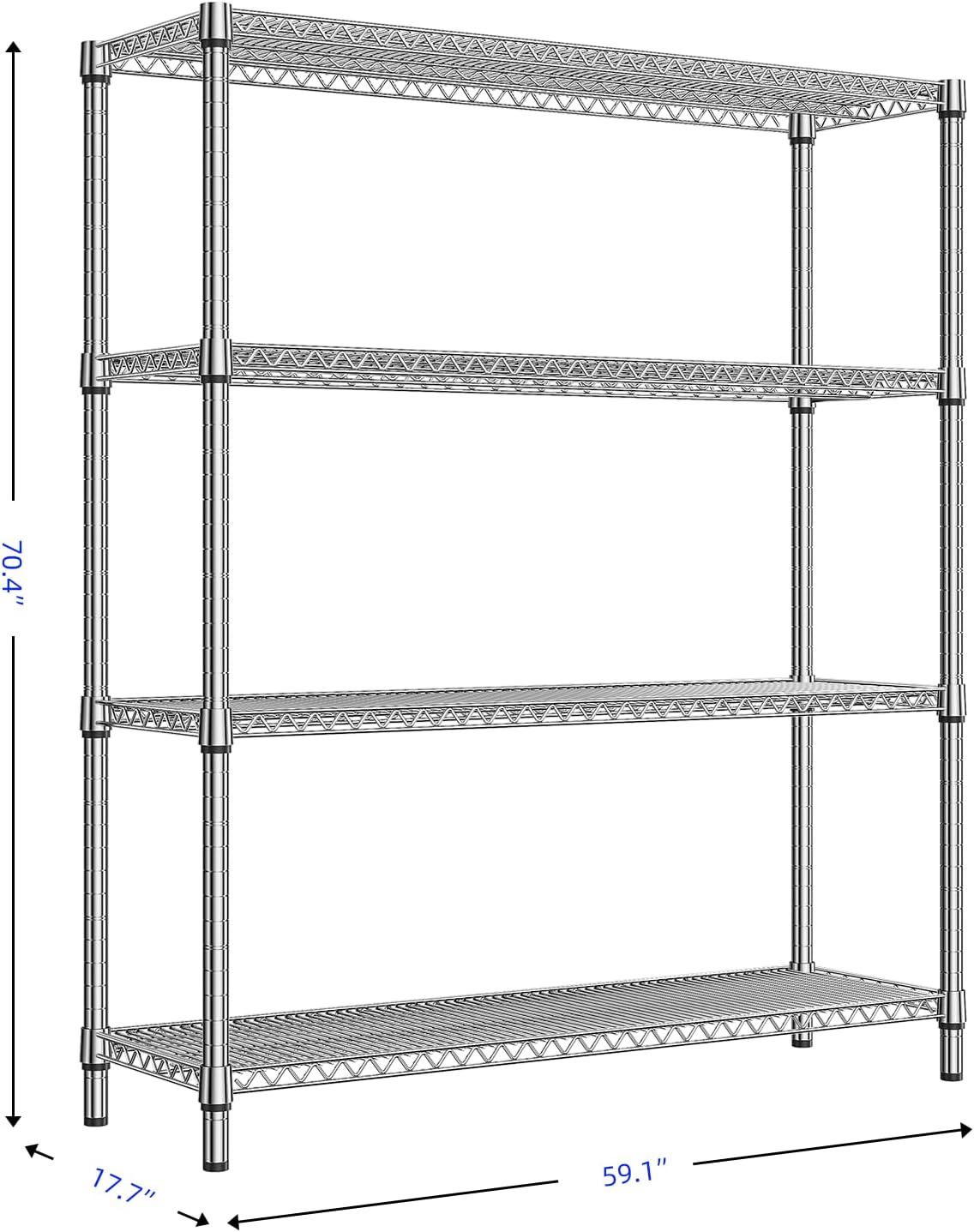 1760 LBs 4 Tier Storage Rack Metal Wire Shelving Unit, Storage Standing Shelf Organizer for Laundry