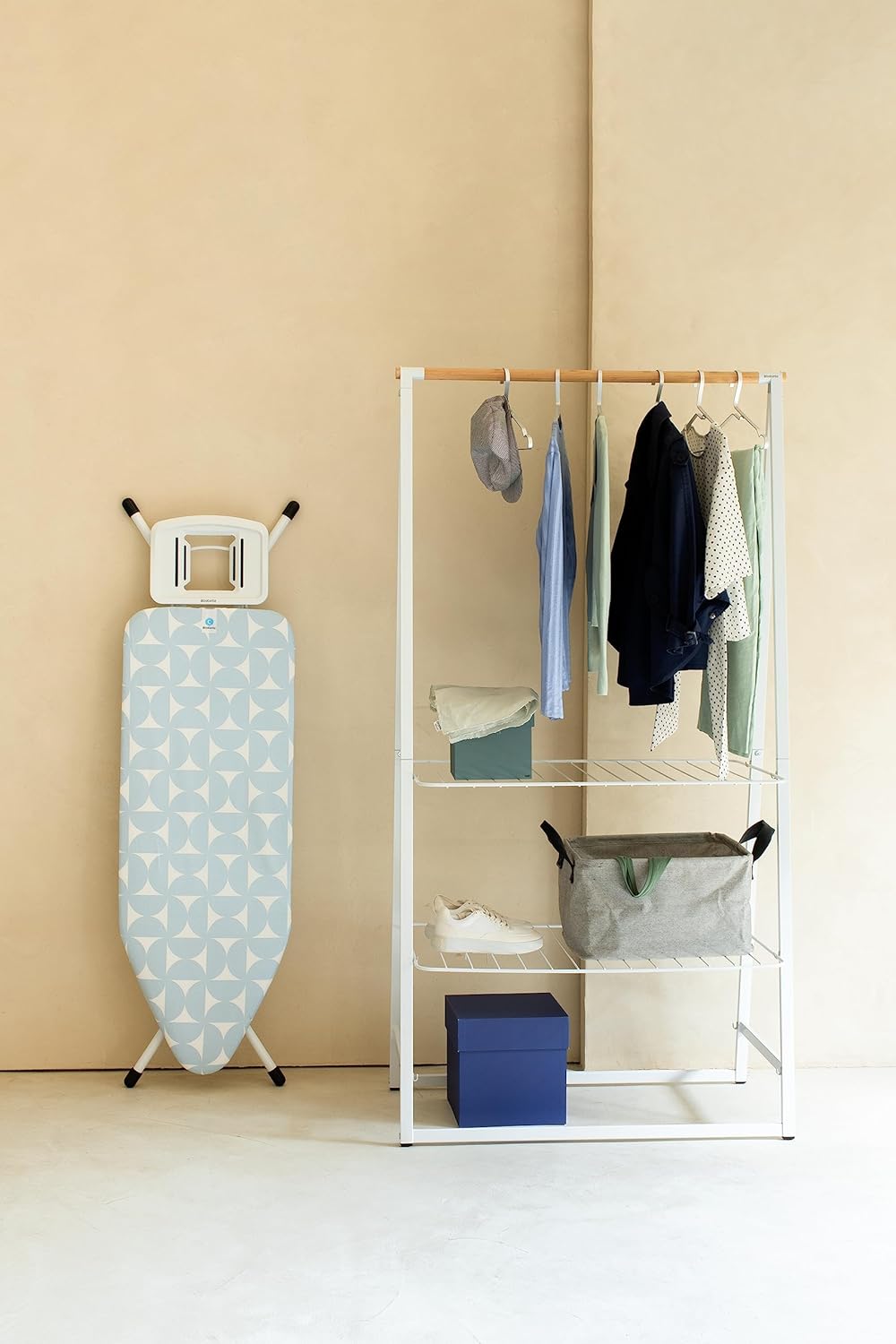 Brabantia Size C Ironing Board (49x18 in) 7 Height Options, Solid Steam Iron Rest Holder (Fresh