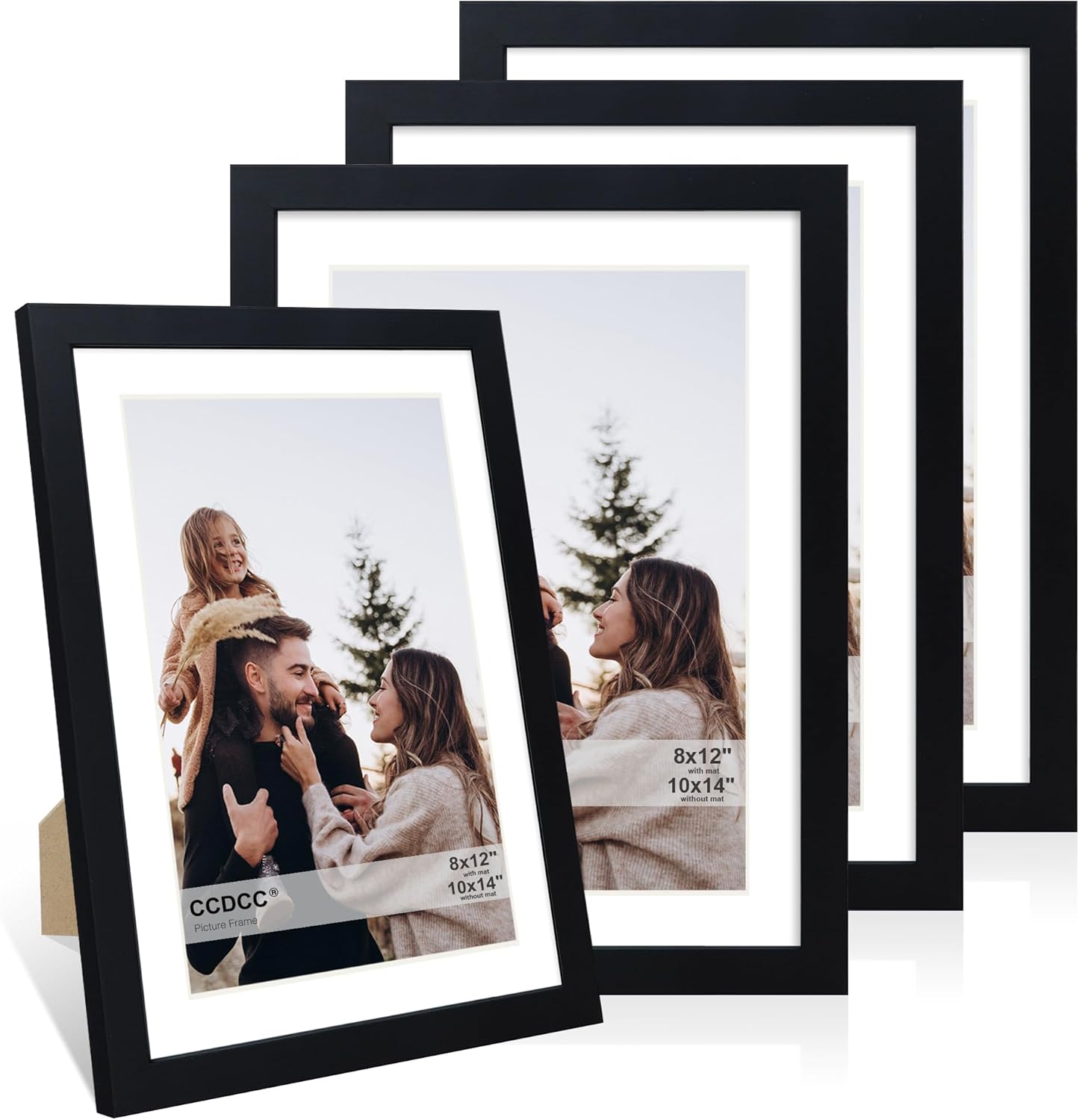 10x14 Picture Frame Set of 4, 10 x 14 Wood Photo Frames with Mat for 8x12 or 30x40cm Diamond