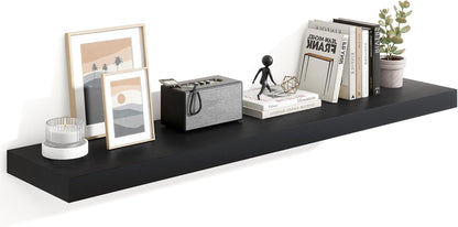 Heimlove 55 Inch Floating Shelves for Wall,10 Deep Large Black Wall Shelf with Heavy Duty